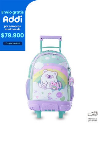 Maleta Para Niña Con Ruedas + Libro Para Colorear Little Magic Arcoíris Totto