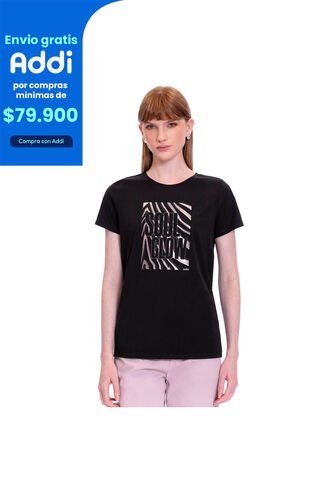 Camiseta Estampada Para Mujer Prime Manga Corta Negra Totto