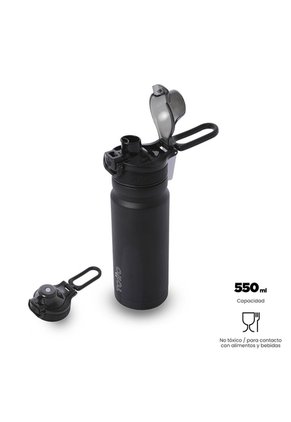 Termo Para Agua Con Tapa Intercambiable Flux 550 Ml Negro
