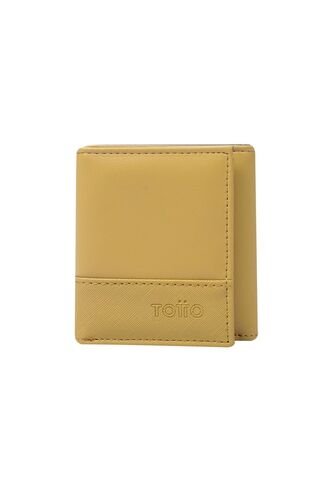 Billetera Para Hombre Saffiano Aqi Amarilla Con RFID Blocker Totto