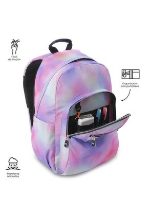 Morral Juvenil Porta PC 14" Acuarela Glitter Rosado