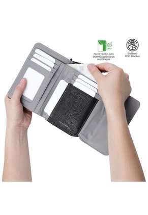Billetera Para Mujer Smooth Cri Con RFID Blocker Negra