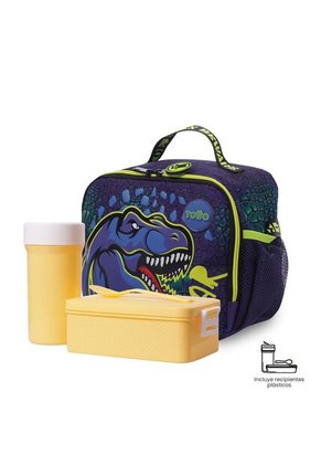 Lonchera Térmica Para Niño Dino Rock Grande Azul