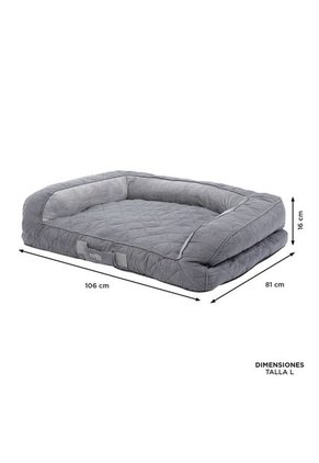 Cama Para Perros Acolchada Alina Gris Con Colchón Extraíble
