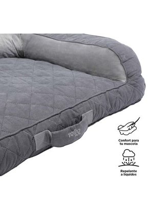 Cama Para Perros Acolchada Alina Gris Con Colchón Extraíble