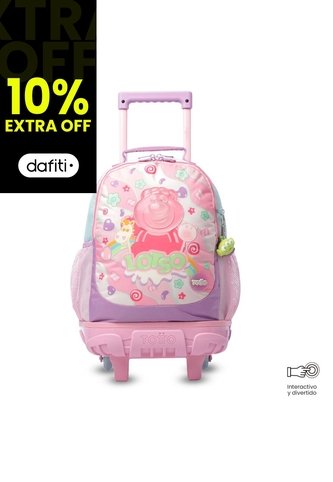 Morral Escolar Con Ruedas Para Niña Lotso Gummy Mediano Rosado Totto