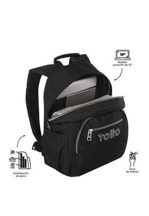 Morral Juvenil Porta PC 13" Gommas Negro