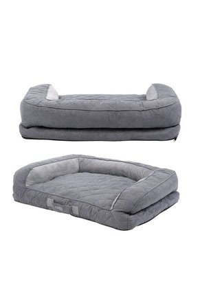 Cama Para Perros Acolchada Alina Gris Con Colchón Extraíble