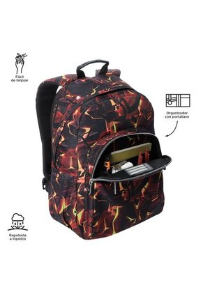Morral Juvenil Porta PC 14" Acuarela Negro/Rojo