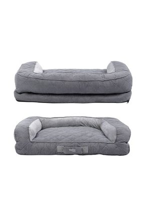 Cama Para Perros Acolchada Alina Gris Con Colchón Extraíble