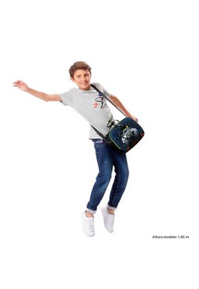 Lonchera Térmica Para Niño Monster Race Grande Negra