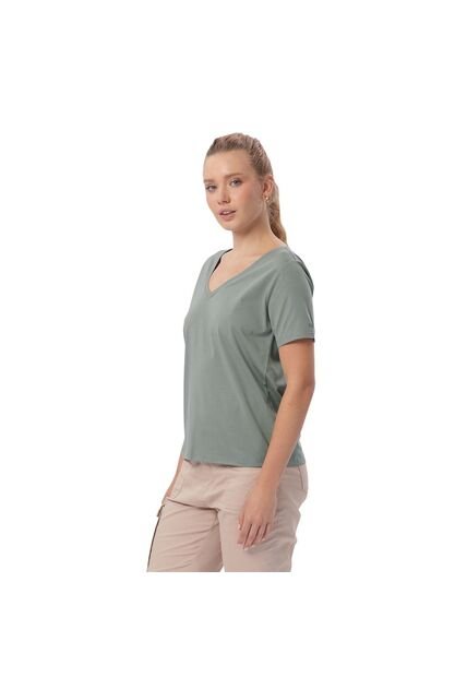 Camisa Para Mujer Unicolor Viny Manga Corta Verde