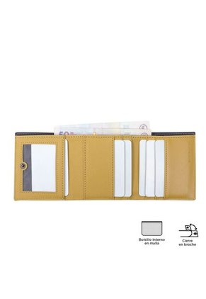Billetera Para Hombre Saffiano Aqi Amarilla Con RFID Blocker
