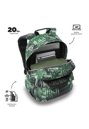 Morral Juvenil Porta PC 14" Acuarela Verde