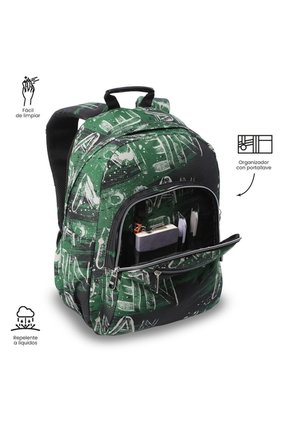 Morral Juvenil Porta PC 14" Acuarela Verde