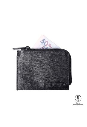 Billetera De Cuero Slice Negra Pequeña