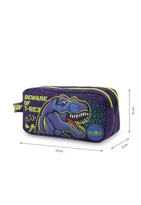 Cartuchera Escolar Grande Para Niño 2 Cuerpos Dino Rock Azul