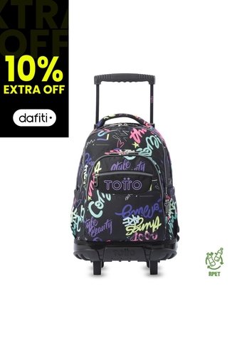 Morral Escolar Con Ruedas Para Niña Renglón Grande Negro Totto