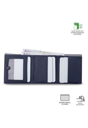 Billetera Para Hombre Saffiano Aqi Con RFID Blocker Azul