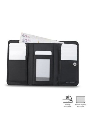 Billetera Para Mujer Texture Var Con RFID Blocker Negra
