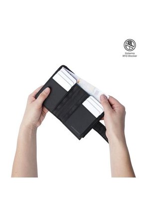 Billetera Para Mujer Texture Dull Con RFID Blocker Negra