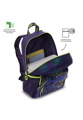 Morral Para Niño Dino Rock Mediano Azul - Edición Especial