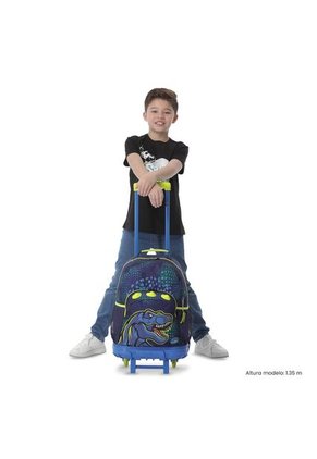 Maleta Para Niño Con Ruedas Dino Rock Grande Azul