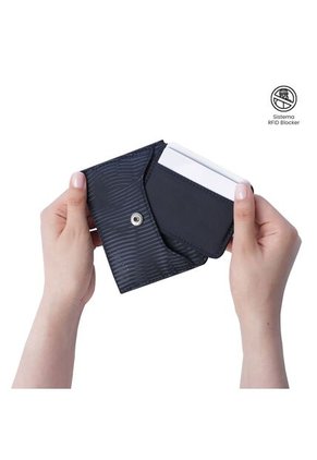 Billetera Para Mujer Texture Dull Con RFID Blocker Azul