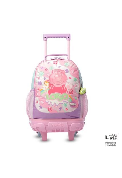 Morral Escolar Con Ruedas Para Niña Lotso Gummy Mediano Rosado