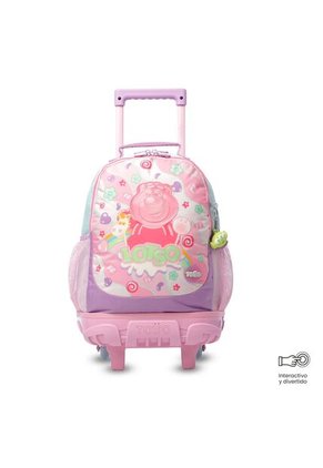 Morral Escolar Con Ruedas Para Niña Lotso Gummy Mediano Rosado
