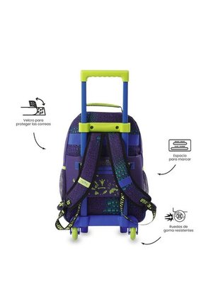 Maleta Para Niño Con Ruedas Dino Rock Mediano Azul