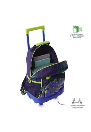 Maleta Para Niño Con Ruedas Dino Rock Mediano Azul