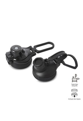 Termo Para Agua Con Tapa Intercambiable Flux 1000 Ml Negro