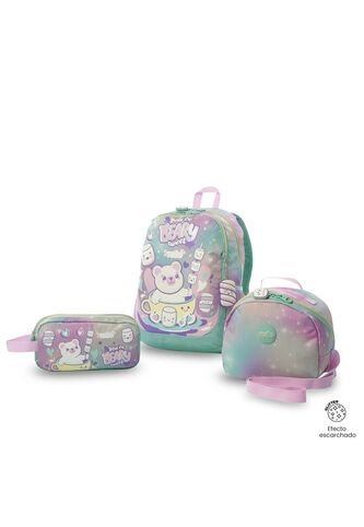 Combo Escolar Niña X3 Morral +Lonchera+ Multiuso Mellow De Oso Totto