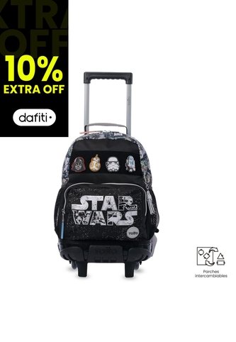 Maleta Para Niño Con Ruedas Star Wars Jedi Mediano Negro Totto