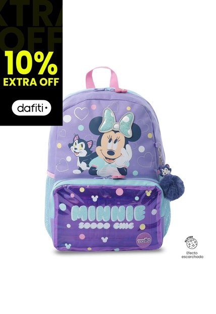 Morral Para Niña Minnie Mediano Morado Con Corazones