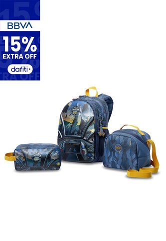 Combo Escolar Niño X3 Morral + Lonchera + Multiuso Sentinel Gris Totto