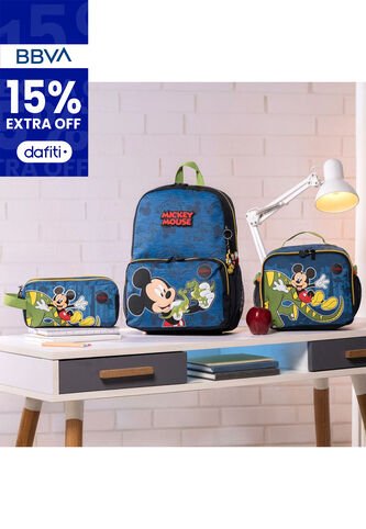 Combo Escolar Morral Mickey Mediano + Lonchera Y Cartuchera Totto