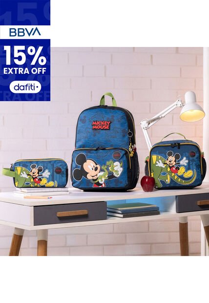 Combo Escolar Morral Mickey Mediano + Lonchera Y Cartuchera