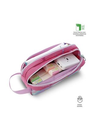 Cartuchera Escolar Grande Para Niña 2 Cuerpos Magic Spark Rosada