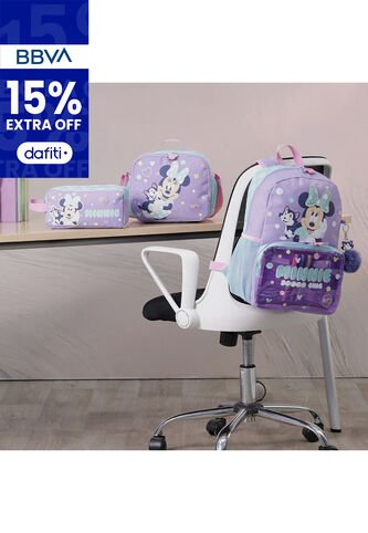 Combo Escolar Morral Minnie Mediano + Lonchera Y Cartuchera Totto