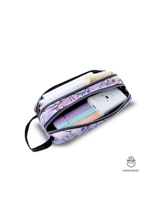 Cartuchera Multiuso Escuadra Glitter Grande Rosada Mujer