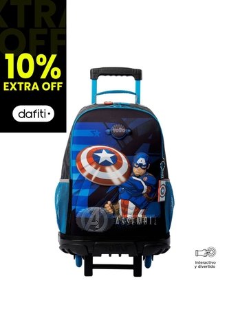 Morral Con Ruedas Niño Avengers Capitán América Grande Gris Totto