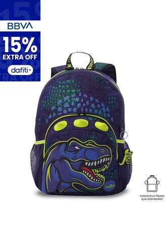 Morral Para Niño Dino Rock Mediano Azul Totto