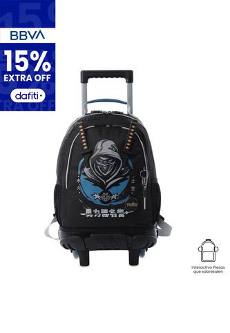 Maleta Para Niño Con Ruedas Hanzo Mediano Negro Totto