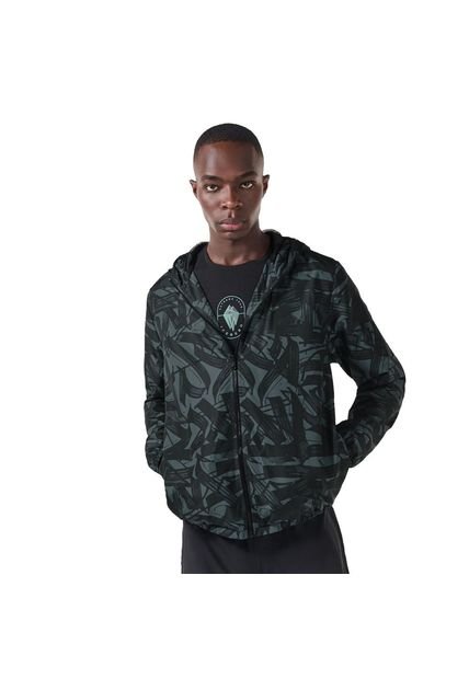 Chaqueta Rompevientos Para Hombre Ice Print Verde