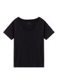 Camiseta Para Mujer Unicolor Viny Manga Corta Negra de Totto
