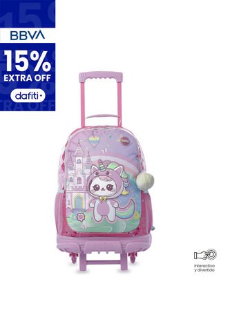 Maleta Para Niña Con Ruedas Magic Spark Grande Rosado Totto