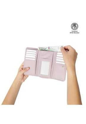 Billetera Texture Var Con RFID Blocker Rosada