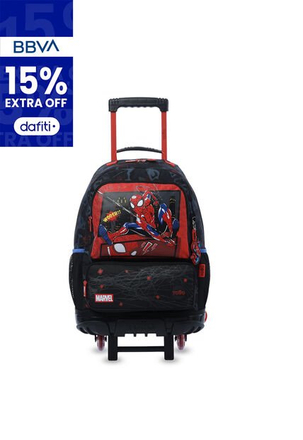 Maleta Para Niño Con Ruedas Spiderman Hero Grande Negro